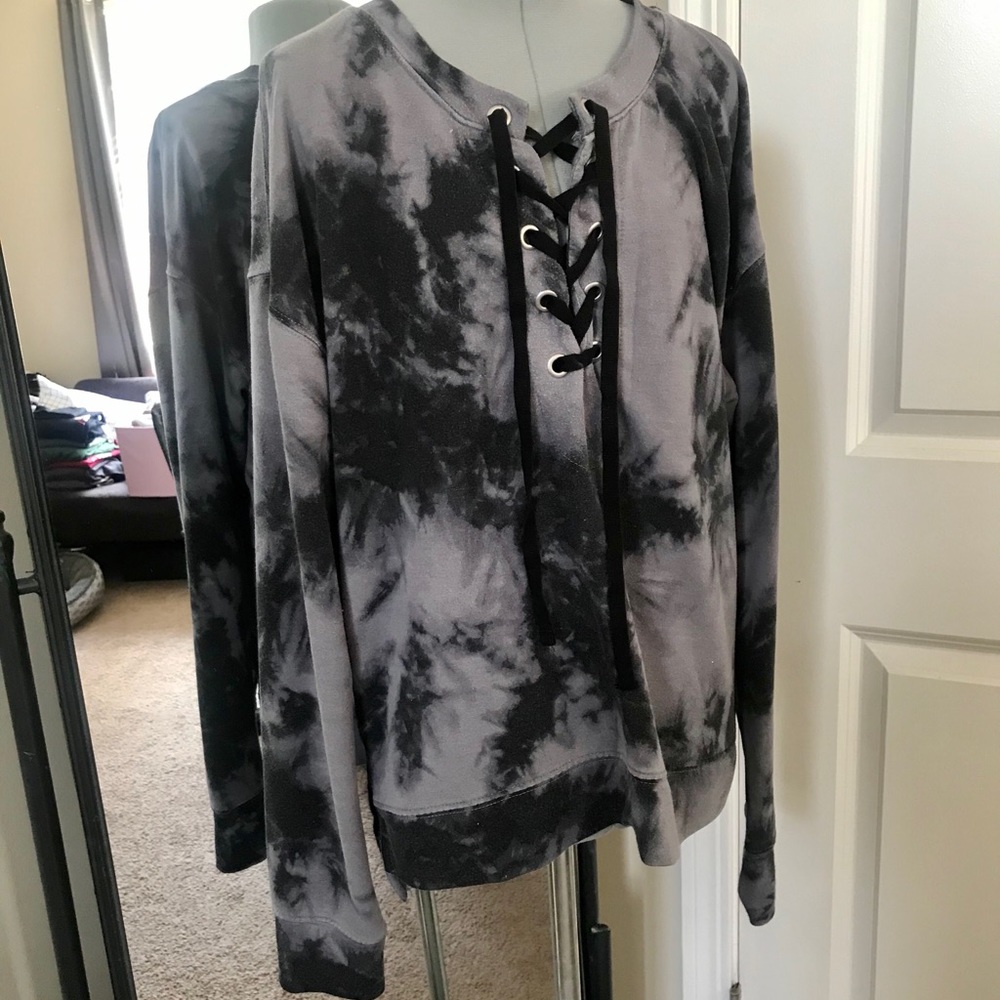 Tie Dye Sweatshirt w/ lace up detail
